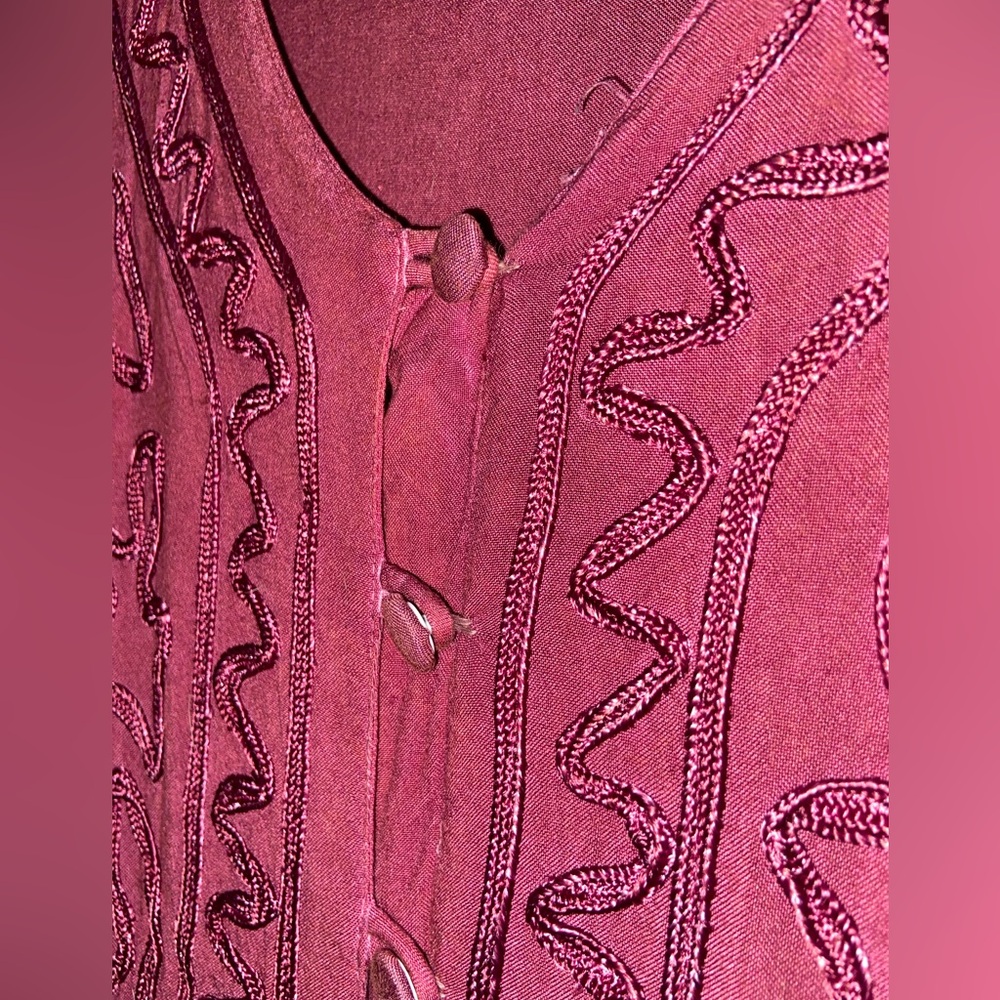 Boho Vintage Burgundy Maxi Dress - 36 inch length from waist to hem. 80s vintage - Picture 6 of 13